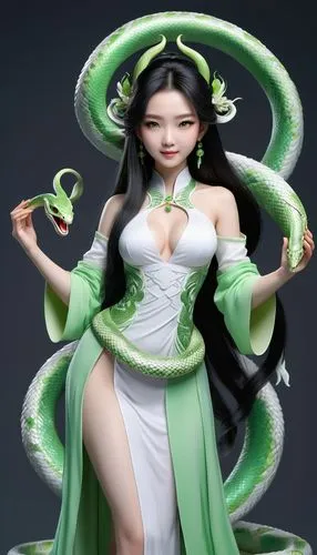 medusa gorgon,medusa,green snake,3d figure,pointed snake,emperor snake,gorgon,anahata,siu mei,serpent,tentacle,smooth greensnake,3d model,kotobukiya,snake charming,wasabi,glossy snake,dragon li,jade,jasmine blossom,Unique,3D,3D Character