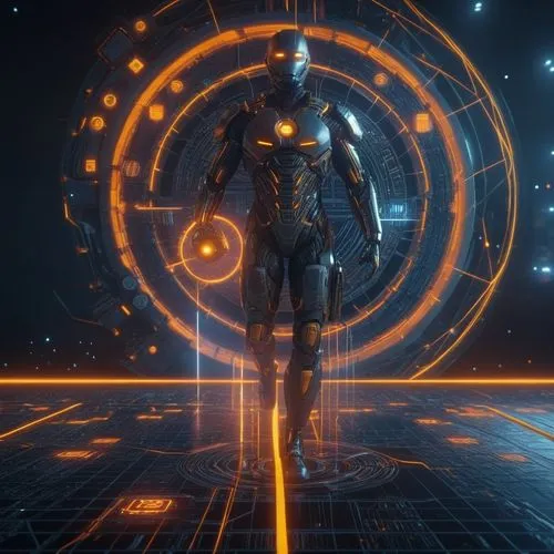 3d images of the future, sci-fi, supernatural powers,a futuristic humanoid man walking through a tunnel,electro,tron,metahuman,cyborg,cyberian,3d man,Photography,General,Sci-Fi