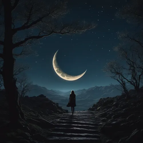 moonlit night,moon and star background,moon night,hanging moon,moonlight,moonlit,the moon,moon addicted,fantasy picture,crescent moon,lunar,moon and star,moon,moon phase,photomanipulation,night scene,moon walk,the night of kupala,night image,the moon and the stars,Photography,General,Fantasy