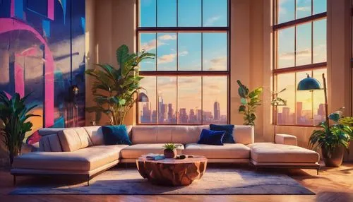 apartment lounge,living room,livingroom,sky apartment,apartment,an apartment,sitting room,modern decor,loft,shared apartment,house plants,modern living room,indoor,interior design,deco,modern room,indoors,houseplants,cabana,lofts,Conceptual Art,Sci-Fi,Sci-Fi 27