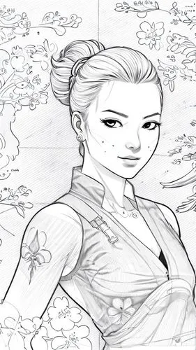 line-art,lineart,mono-line line art,coloring page,flower line art,oriental princess,line art,lotus art drawing,geisha girl,swordswoman,coloring picture,fashion illustration,mulan,coloring for adults,o