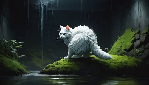 fox in the rain,rain cats and dogs,white cat,rainy,feral,kitsune,nine-tailed,stray cat,howl,rainy season,feral cat,rainy day,silver rain,forest animal,damp,howling wolf,in the rain,stray,rainstorm,canidae,Illustration,Realistic Fantasy,Realistic Fantasy 24