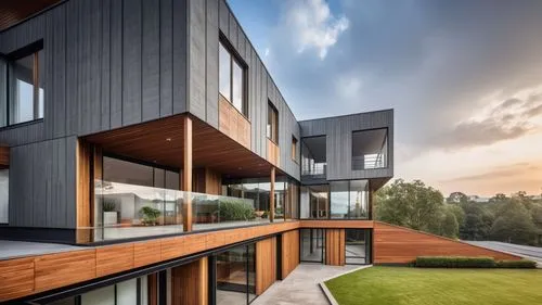 BLACK IBR CORRUGATED SHEETING WALLS,modern architecture,modern house,cubic house,dunes house,cube house,metal cladding,corten steel,smart house,cube stilt houses,housebuilding,glass facade,eco-constru