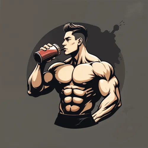 Muscular man  driking a protein shake,premaxillae,prohormone,clenbuterol,trenbolone,citrulline,proprotein