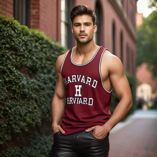 sleeveless shirt,wrestling singlet,baseball player,latino,ryan navion,male model,paved,basketball player,vest,active shirt,howard university,men's wear,volleyball player,maroon,northeastern,red brick,red bricks,lukas 2,sports uniform,red brick wall,Photography,General,Natural