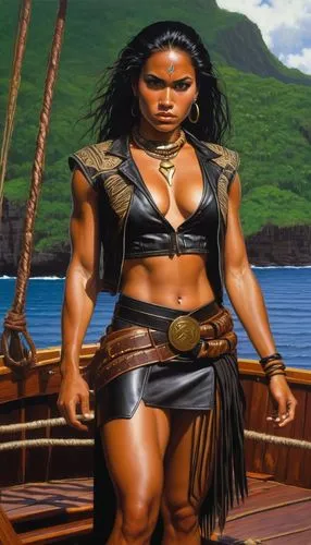 polynesian girl,polynesian,polynesians,warrior woman,moana,hinemoa,Illustration,American Style,American Style 07