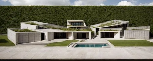 this is university,the front facade of an architectural home with grass growing on the outside of it,cubic house,cube house,dunes house,grass roof,breuer,corbu,Architecture,Villa Residence,Masterpiece