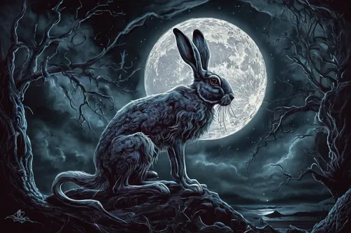 gray hare,jack rabbit,jackrabbit,rabbits and hares,wild hare,hare,european rabbit,black shepherd,steppe hare,howling wolf,wild rabbit,hares,lepus europaeus,black tailed jackrabbit,rabbit,jackalope,hare of patagonia,domestic rabbit,dark art,easter bunny,Illustration,Realistic Fantasy,Realistic Fantasy 47