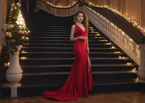 red gown,lady in red,elegante,a floor-length dress,elegant,man in red dress,seoige,elegance,girl in red dress,christmas gold and red deco,claridges,henstridge,chastain,evening dress,red dress,in red dress,traviata,marchioness,eveningwear,girl on the stairs,Conceptual Art,Daily,Daily 30
