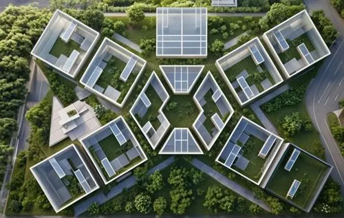 transform it into an architectural concept model,a city with many houses that are in the middle of it,solar cell base,ecovillages,solar photovoltaic,solar panels,greentech,solar power plant,Unique,Pap