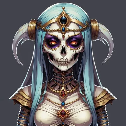 boho skull,lich,estess,kelebone,necromancer,skelid,Illustration,Abstract Fantasy,Abstract Fantasy 11