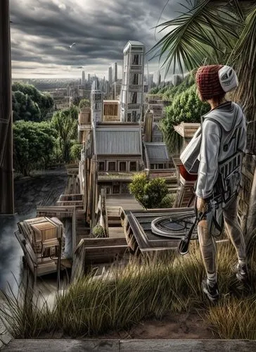 world digital painting,post apocalyptic,post-apocalyptic landscape,david bates,photomanipulation,fantasy picture,sci fiction illustration,lost place,photo manipulation,lostplace,urban landscape,post-a