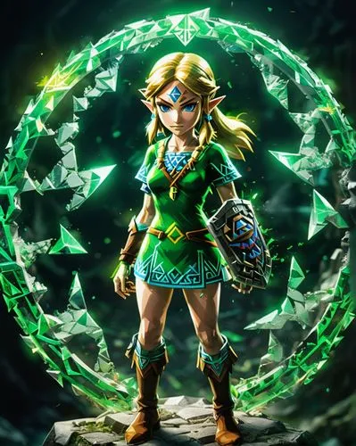 link,zelda,alera,hyrule,saria,loz,triforce,zeluco,oot,merlakia,zellar,mera,palla,moonshell,patrol,rupees,green aurora,scylla,enchantress,thundra,Unique,3D,Panoramic