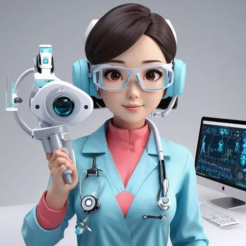 medical technology,cartoon doctor,electronic medical record,female doctor,ophthalmologist,healthcare professional,vision care,ophthalmology,optometry,female nurse,theoretician physician,medical device,pathologist,veterinarian,women in technology,medical sister,consultant,healthcare medicine,lady medic,medical illustration,Unique,3D,3D Character