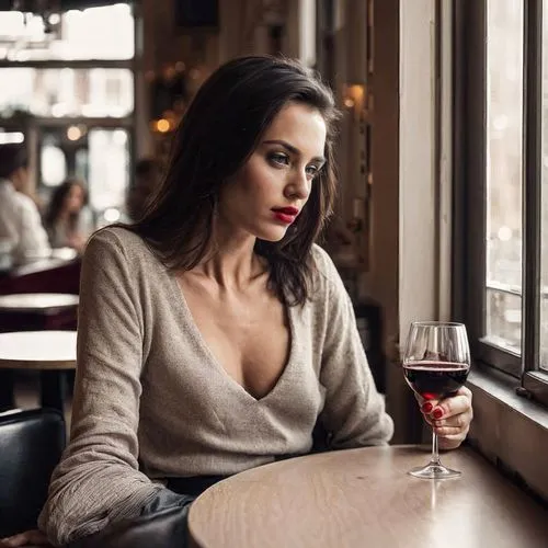 woman at cafe,a glass of wine,glass of wine,red wine,woman drinking coffee,wine bar,wine tavern,wine,red lipstick,red lips,parisian coffee,wine tasting,female alcoholism,women at cafe,two glasses,burgundy wine,man in red dress,brunette with gift,paris cafe,femme fatale