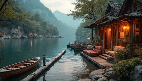 beautiful lake,house with lake,cave on the water,lake bled,house by the water,boathouse,tranquility,calm water,hallstatt,boat landscape,cottage,summer cottage,calm waters,austria,beautiful landscape,calmness,switzerland,the cabin in the mountains,shaoming,floating huts,Photography,General,Realistic