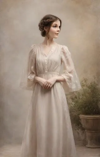 Portraitzeichnung meiner lieblichen Nichte.,girl in a long dress,wedding gown,wedding dress,the bride,sposa,wedding dresses,victorian lady,maidservant,leighton,mcnaughton,collingsworth,bridal gown,rom