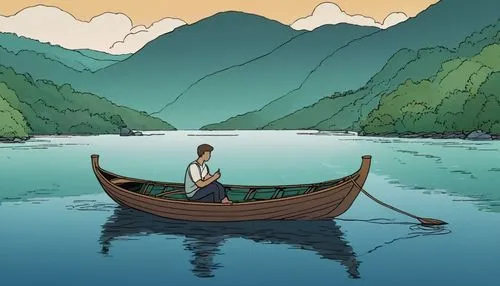 canoeing,canoed,sampan,canoe,canoer,gondola,rowboat,perahu,paper boat,pedalo,boatman,boat landscape,monowai,dugout canoe,paddleboat,little boat,two-handled sauceboat,canoes,serene,chomet,Illustration,Children,Children 06