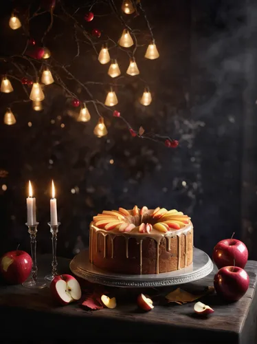 Write a recipe for a festive apple champagne cake.,apple champagne cake,mystic light food photography,apple cake,plum cake,currant cake,linzer torte,water chestnut cake,danish nut cake,food styling,fo