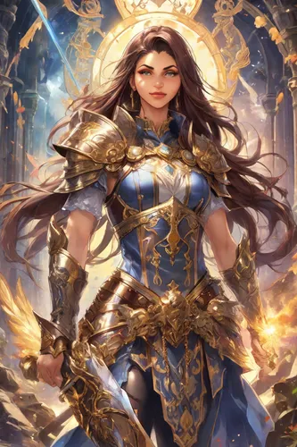 zodiac sign libra,goddess of justice,libra,heroic fantasy,female warrior,artemisia,sterntaler,archangel,fantasy woman,zodiac sign gemini,mary-gold,fantasy art,joan of arc,paladin,fantasy portrait,athena,warrior woman,celtic queen,priestess,zodiac sign leo,Digital Art,Anime