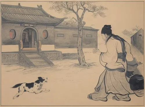 yi sun sin,girl with dog,chinese art,oriental painting,luo han guo,cool woodblock images,wuchang,chinese imperial dog,xing yi quan,taijiquan,erhu,traditional chinese,dongfang meiren,aikido,woman sitting,shuanghuan noble,rou jia mo,junshan yinzhen,tai qi,t'ai chi ch'uan,Game Scene Design,Game Scene Design,Ink Wash