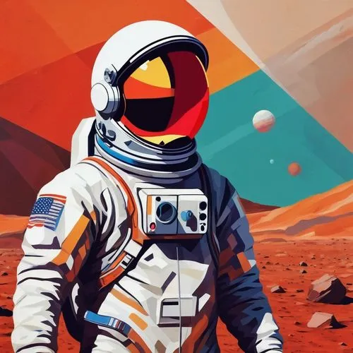 astronautic,space art,mars,hodas,astronaut,red planet,Illustration,Vector,Vector 07