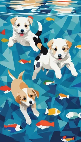 There's NOTHING cuter than these puppies swimming underwater,corgis,kawaii people swimming,dog in the water,koi carp,koi fish,fishes,dog illustration,water dog,color dogs,koi pond,flying dogs,koi,scho