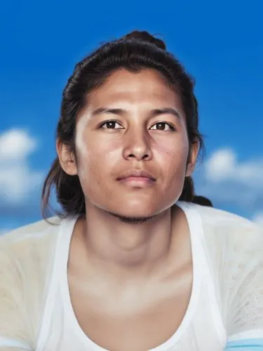 the woman is posing for the picture in front of the blue sky,mccoughtry,dassanayake,malalai,valdez,pandelela,pramila,Photography,General,Realistic