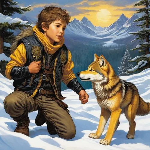 boy and dog,wolfgramm,atreus,wolfsangel,wolfsfeld,wolffsohn,Illustration,American Style,American Style 01