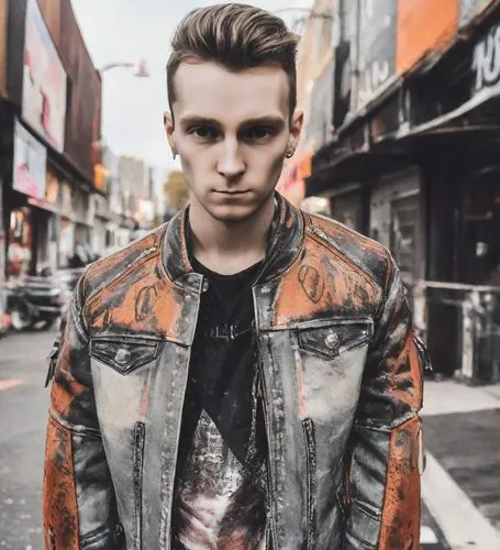 leather jacket,austin stirling,jean jacket,jacket,new york streets,austin morris,denim jacket,jack rose,concrete background,on the street,alex andersee,bomber,street fashion,outerwear,bolero jacket,george russell,menswear,denim background,pompadour,soundcloud icon,Photography,Realistic