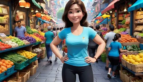 nutritionist,cute cartoon character,foodgoddess,mercadante,3d background,girl in overalls,orthorexia,shopkeeper,cartoon video game background,woman shopping,cute cartoon image,isinbayeva,tadashi,female runner,girl in t-shirt,disney character,nanako,market introduction,marzia,renderman,Unique,3D,3D Character