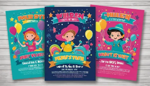 Design a fun and playful flyer for a children's party.,birthday invitation template,party banner,advertising banners,colorful foil background,banner set,children's paper,celebration pass,birthday invi