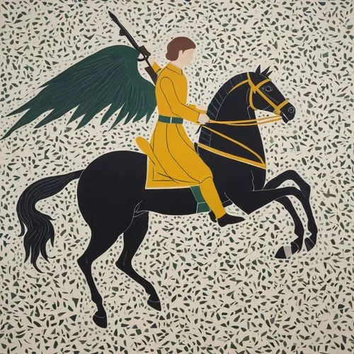 cavalry,joan of arc,man and horses,khokhloma painting,fleur-de-lys,equestrian,st martin's day,sagittarius,hohenzollern,medicine icon,pegaso iberia,equestrian sport,equestrian vaulting,st george,spanish tile,horseman,constellation unicorn,cross-country equestrianism,heraldry,heraldic animal,Conceptual Art,Oil color,Oil Color 13