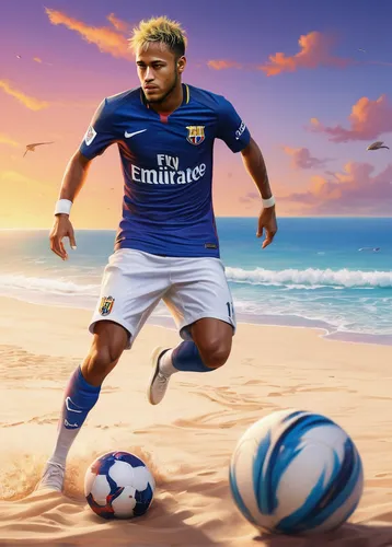 Craft a serene Neymar Jr wallpaper in a peaceful beach setting,beach soccer,footvolley,costa,soccer player,fifa 2018,cape verde island,footballer,sandro,fuerteventura,josef,valencia,beach background,b