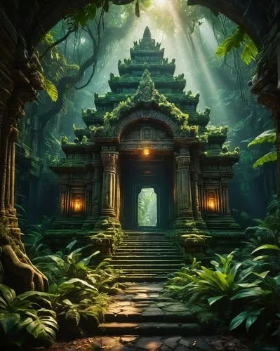 cartoon video game background,thai temple,asian architecture,sanctum,cambodia,angkor,Photography,General,Fantasy