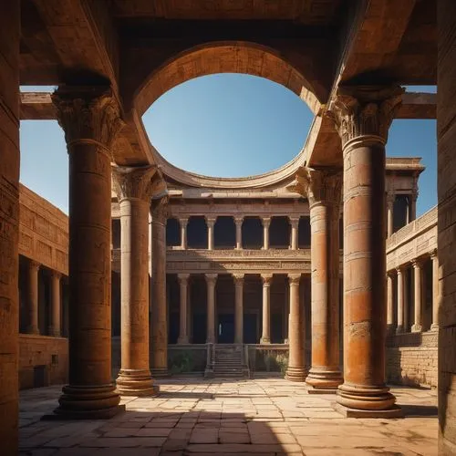 ctesiphon,umayyad palace,colonnaded,peristyle,karnak,celsus library,jerash,ramesseum,leptis,colonnades,karnak temple,qasr al watan,sabratha,qasr al kharrana,qasr amra,caravanserais,palmyra,makli,umayyad,bosra,Conceptual Art,Sci-Fi,Sci-Fi 22