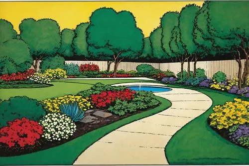 hockney,horacek,flower borders,flower garden,gardens,flowerbeds,vincent van gough,landscape plan,bellingrath gardens,yellow garden,pathway,summer border,arboretum,gutenstein,colorforms,wisley,herge,mcnay,towards the garden,sunnybrook,Illustration,Children,Children 05