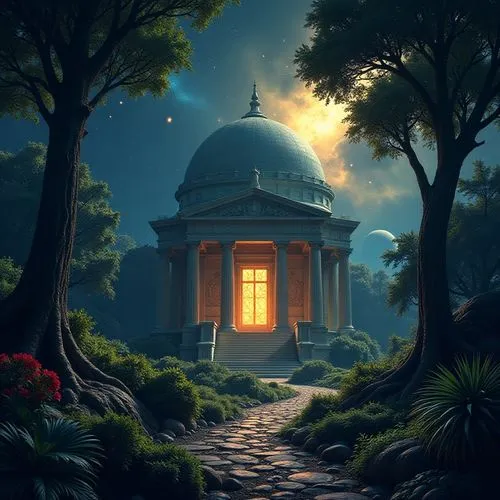 artemis temple,ramadan background,illuminated lantern,mandir,indian temple,bahai,Conceptual Art,Sci-Fi,Sci-Fi 11