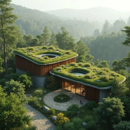 grass roof,forest house,roof landscape,greenhut,house in the forest,zumthor,landscaped,cubic house,ecovillages,timber house,earthship,green living,ecotopia,ecologically friendly,landscaping,biotope,moss landscape,dunes house,house in mountains,house in the mountains,Photography,General,Realistic