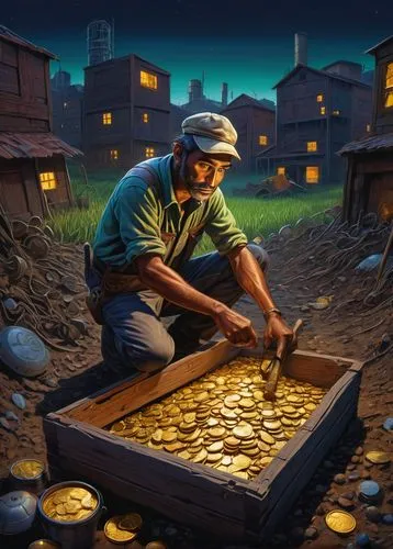 brickmaker,townsmen,goldminer,blacksmith,gold mining,settlers,Illustration,Children,Children 03