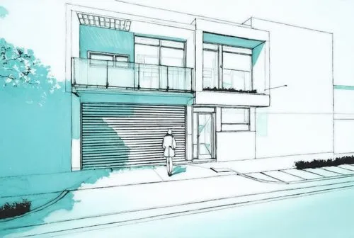 estilo en tinta y lapiz,a drawing showing the exterior of a house,sketchup,rotoscoped,rotoscoping,rotoscope,revit,animatic,Photography,Documentary Photography,Documentary Photography 04