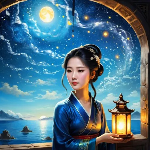 chuseok,sanxia,oriental lantern,oriental princess,moondragon,rongfeng,hanfu,yangmei,yunwen,jingqian,oriental girl,qianwen,qiwen,mid-autumn festival,jinling,zhiyuan,daiyu,wangmo,fantasy picture,xuebing,Illustration,Black and White,Black and White 21