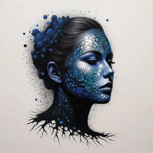 rankin,chevrier,duenas,bodypainting,mystique,neon body painting,blue painting,blue peacock,fractals art,body painting,body art,bodypaint,siggeir,head woman,pacitti,peacock,seelie,naiad,margaery,blue enchantress,Illustration,Black and White,Black and White 09