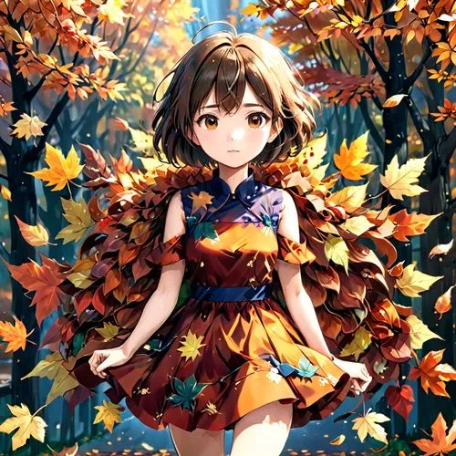 фотомодель в платье из осенних листьев, эпичное фото,the girl is walking through the leaves,autumn background,autumn leaves,autumn theme,kumiko,fall leaves,leaf background,autumns,colored leaves,autum