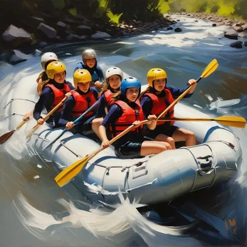 rafting,white water rafting,whitewater kayaking,white water inflatables,rapids,raft,kayaks,raft guide,kayaker,canyoning,boat rapids,kayak,paddling,whitewater,kayaking,surface water sports,canoeing,jump river,canoes,tubers,Conceptual Art,Oil color,Oil Color 11