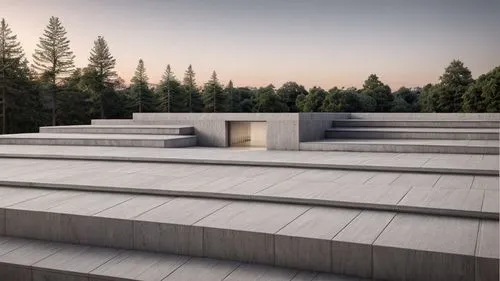 una scalinata simmetrica in cemento con un buco,concrete blocks,concrete,holocaust memorial,concrete construction,exposed concrete,concrete slabs,3d rendering,archidaily,flat roof,concrete wall,concre