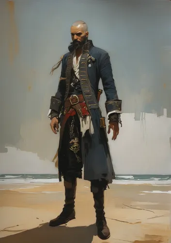 Photo of a pirate standing,pirate,naval officer,jolly roger,pirates,mariner,man at the sea,seafarer,pirate flag,ship doctor,east indiaman,pirate treasure,sloop-of-war,the wanderer,admiral von tromp,br