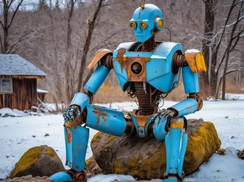 bot,scrap sculpture,tau,minibot,robot,blue wooden bee,military robot,chat bot,droid,bot training,mecha,sculptor ed elliott,mech,yard art,social bot,soft robot,scrap collector,autonomous,artificial intelligence,robotic,Photography,General,Realistic