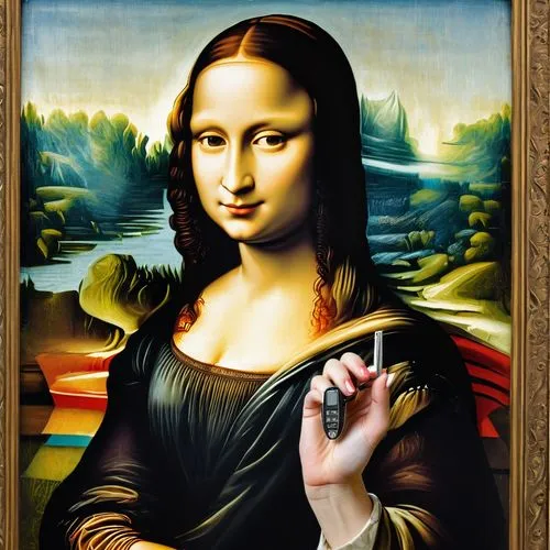 gioconda,mona lisa,perugino,monalisa,mona,pinturicchio,woman holding a smartphone,italian painter,davinci,uffizi,meticulous painting,painting technique,woman pointing,pinakothek,pinturas,tretchikoff,pointing woman,vinci,follieri,tiziano,Art,Classical Oil Painting,Classical Oil Painting 03