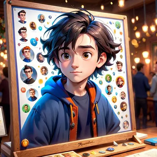 potter,cg artwork,harry potter,artist portrait,cute cartoon character,rowan,kids illustration,playmat,fairy tale icons,table artist,illustrator,custom portrait,popular art,holding a frame,frame illustration,paintings,anime boy,world digital painting,wand,pin board,Anime,Anime,Cartoon